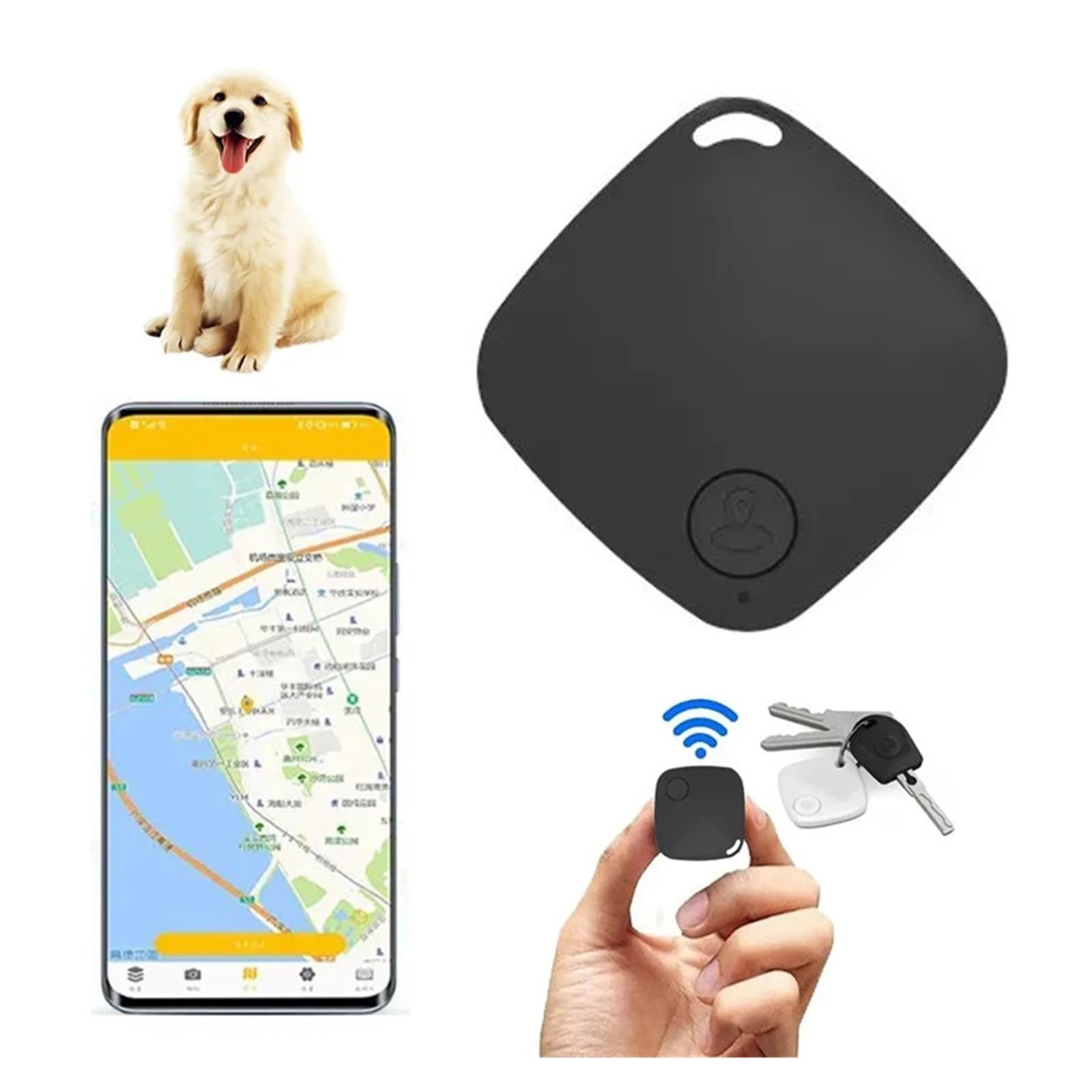 جهاز تتبع صغير بنظام تحديد المواقع GPS 5.0 مضاد للضياع، جهاز مربع للحيوانات الاليفة والقطط والحيوانات الاليفة والاطفال، محفظة مضادة للضياع، جهاز تتبع ذكي لتحديد المواقع (بينك)