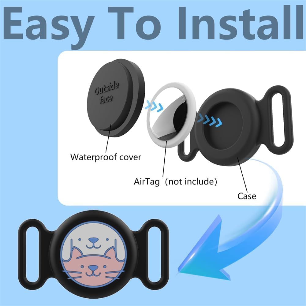 حامل طوق الحيوانات الاليفة من ابوتو، حافظة سيليكون مقاومة للماء مع قفل امن، غطاء جهاز تتبع GPS مضاد للصدمات للكلاب والقطط، ملحقات تتبع الحيوانات الاليفة المضادة للضياع