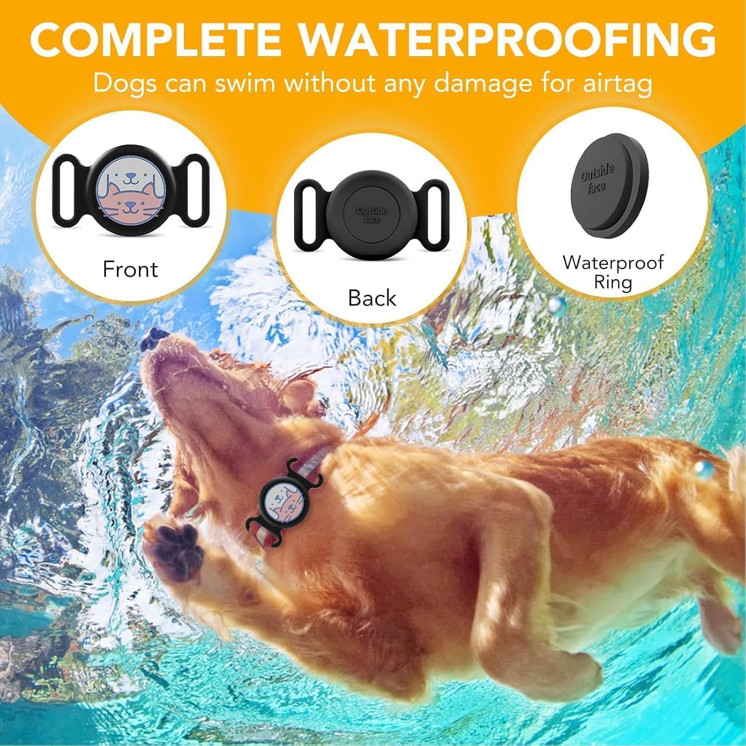 حامل طوق الحيوانات الاليفة من ابوتو، حافظة سيليكون مقاومة للماء مع قفل امن، غطاء جهاز تتبع GPS مضاد للصدمات للكلاب والقطط، ملحقات تتبع الحيوانات الاليفة المضادة للضياع