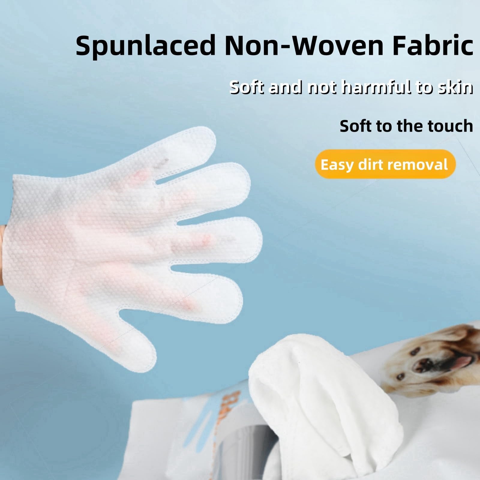 مجموعة مناديل تنظيف للحيوانات الأليفة للكلاب والقطط من ميمو بير، مناديل إزالة الروائح الكريهة مضادة للحساسية للقطط، قفازات تنظيف الفراء والأرداف للحيوانات الأليفة للكلاب - 6 قطع (1 عبوة)