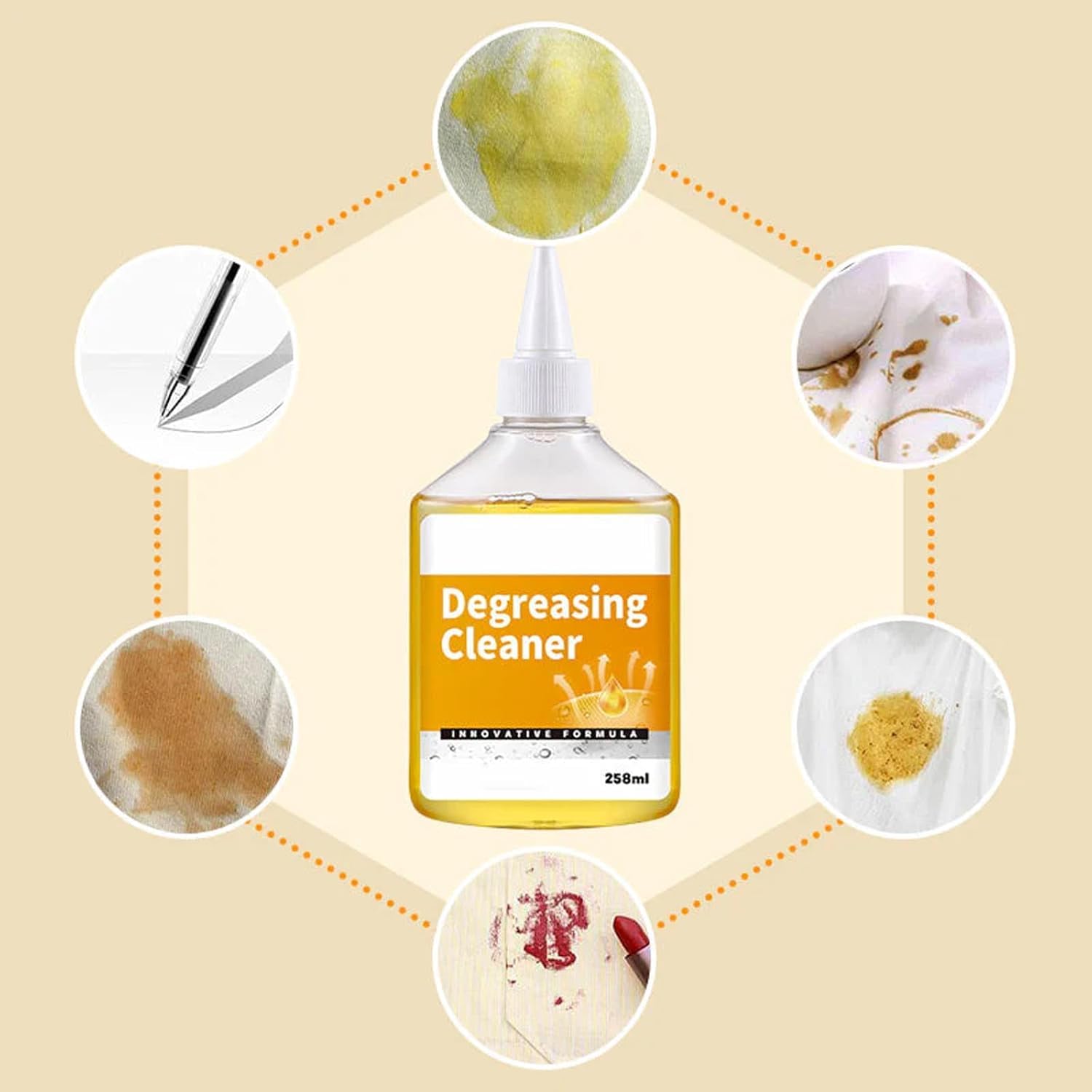 مزيل البقع الزيتية القوي للملابس - تركيبة انزيمية نشطة لبقع الطعام والمشروبات والشحوم، مزيل فعال للبقع للملابس - زجاجتان