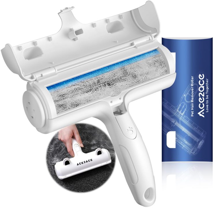 بكرة إزالة شعر الحيوانات الأليفة المريحة القابلة لإعادة الاستخدام للكلاب والقطط سهلة التنظيف الذاتي لإزالة الشعر من السجاد والأثاث والبسط والغسيل والملابس والفراش والأريكة من ايس تو ايس، أبيض