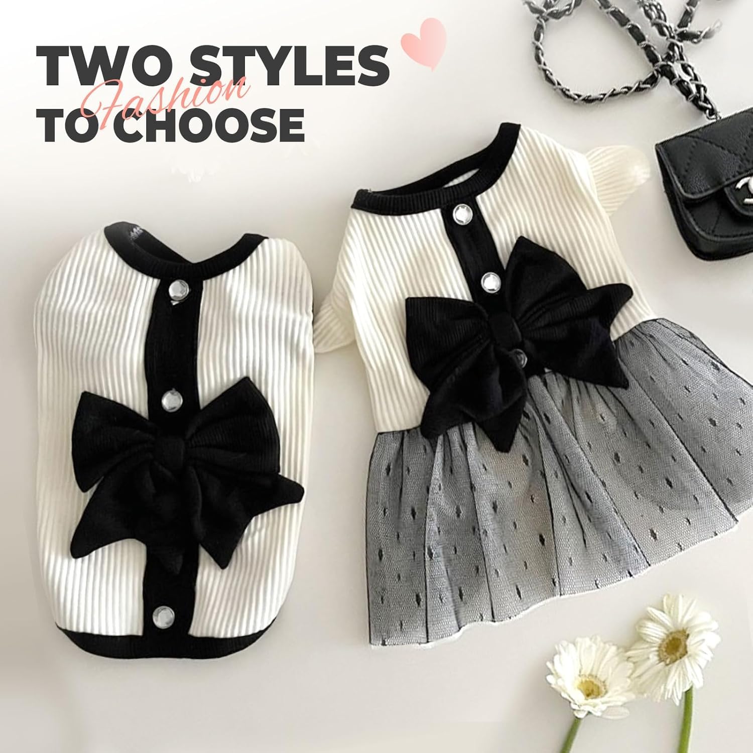 فستان اميرة للكلاب الصغيرة والقطط بتصميم عقدة فيونكة، ملابس صيفية جيدة التهوية مع اكمام مكشكشة، فساتين حيوانات أليفة لطيفة للمناسبات الخاصة مثل حفلات اعياد الميلاد وجلسات التصوير لـ5-6 قطط