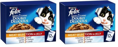 مجموعة طعام رطب للقطط من اللحم از جود ات لوك دوبلي ديليشوس فيليكس 85 جرام عبوة 12 قطعة بالغ مأكولات بحرية