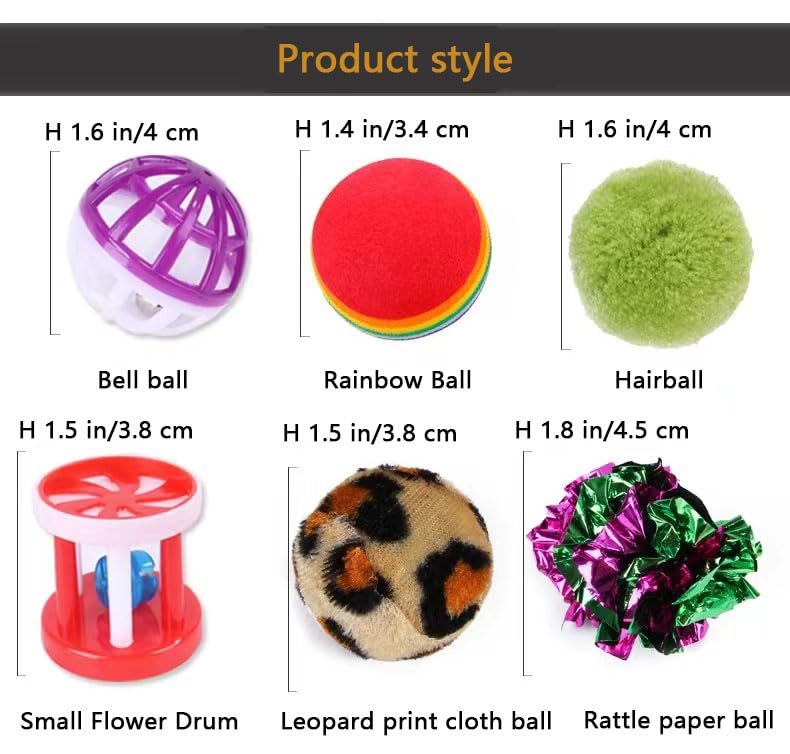 مجموعة لوازم ألعاب القطط الصغيرة مع نفق ثلاثي الفتحات وفأر تفاعلي وعصا قطط وكرات غولف من الريش وكرات منفوشة للعب القطط من كايدرين، رائعة للقطط، 25 قطعة