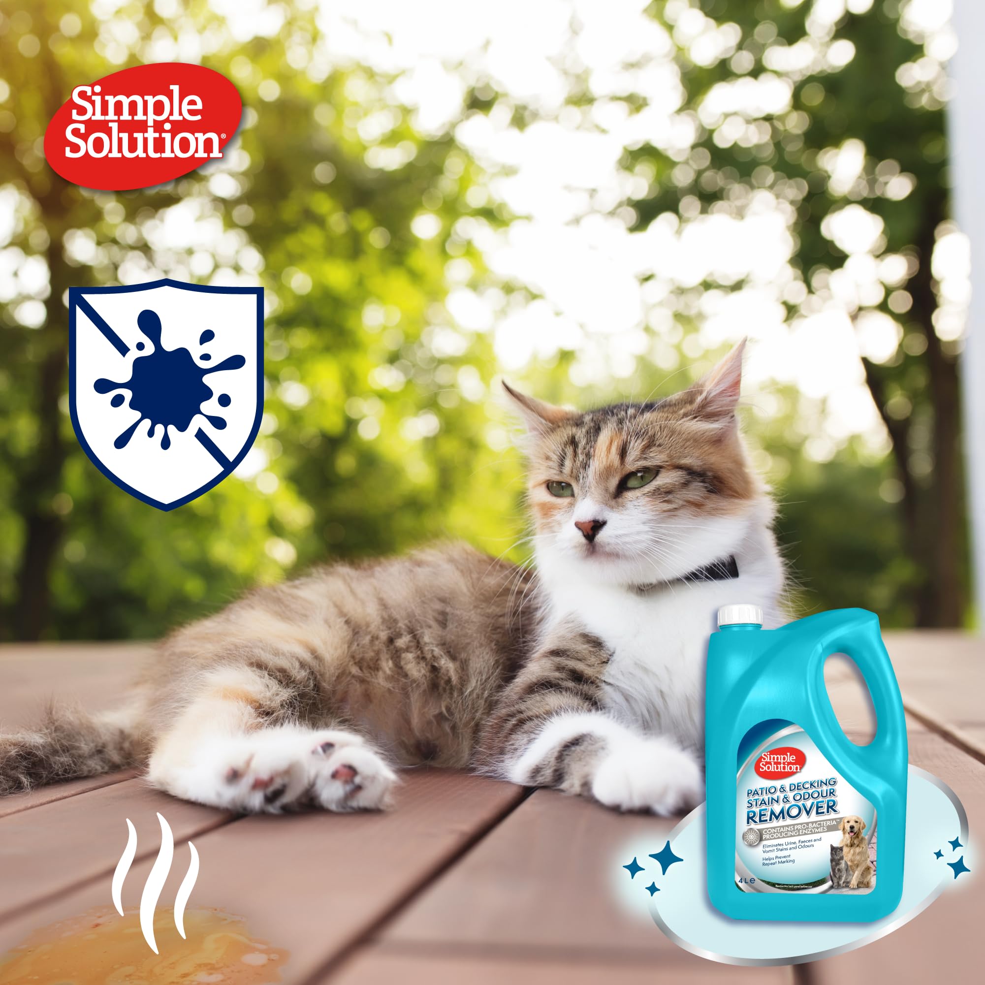 مزيل البقع والروائح الكريهة للفناء الخارجي والأسطح للحيوانات الأليفة، من سيمبل سولوشن، فضي، 4 لتر