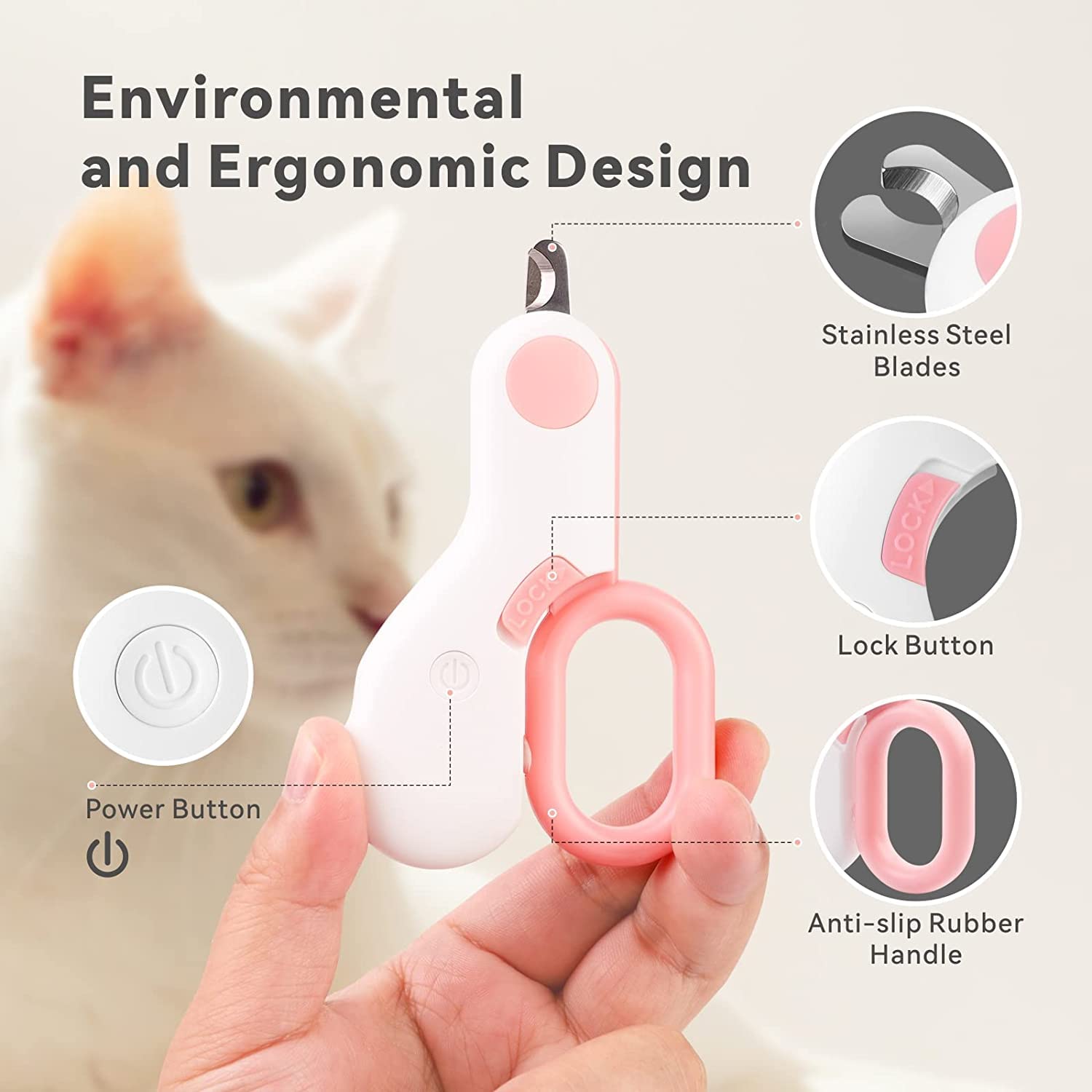 مقص صغير لاظافر الحيوانات الاليفة قصافة اظافر مزودة بضوء LED لتشذيب القطط لتجنب القص الزائد مناسبة للهررة والارانب والطيور والحيوانات الصغيرة الاخرى تجميل من فيسمول