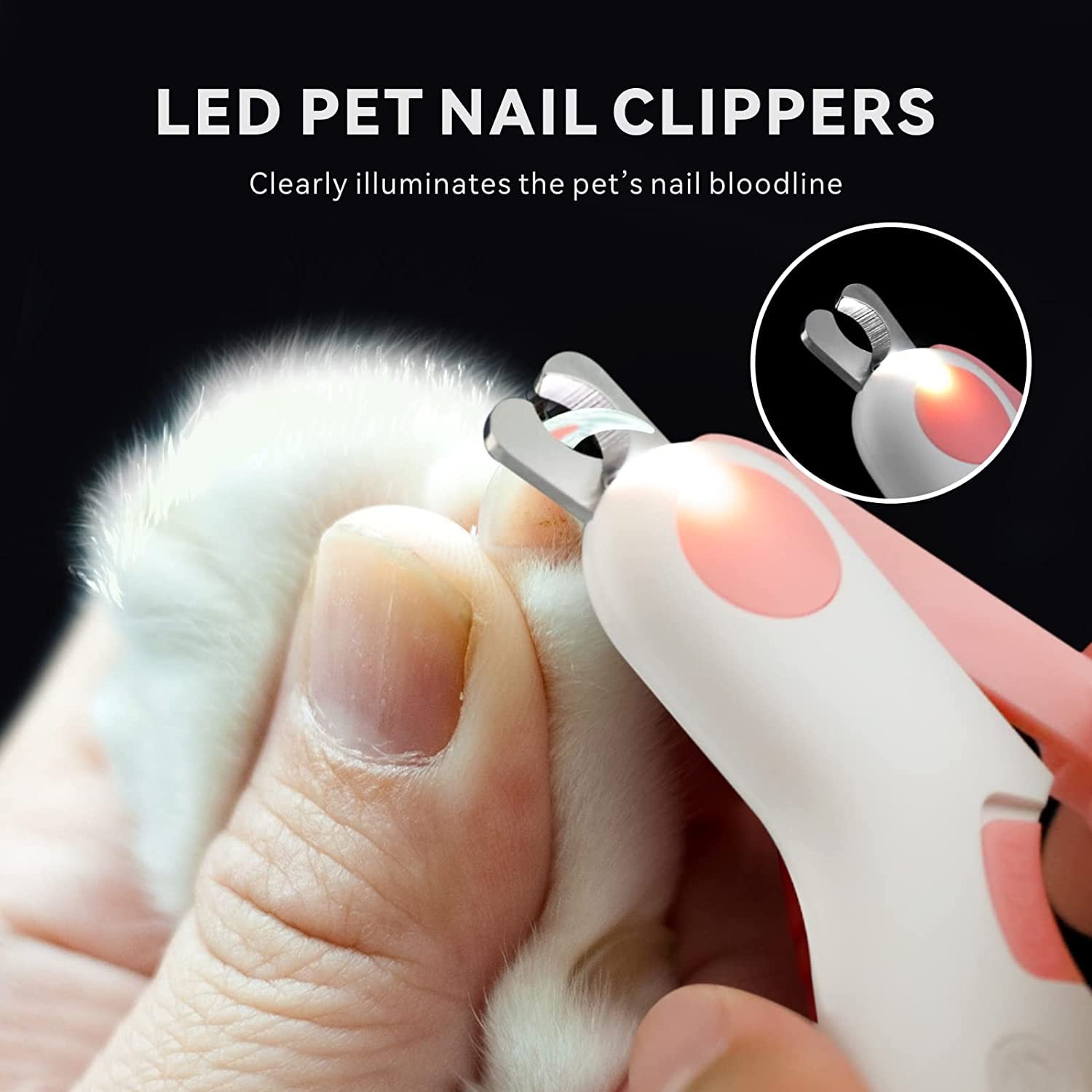 مقص صغير لاظافر الحيوانات الاليفة قصافة اظافر مزودة بضوء LED لتشذيب القطط لتجنب القص الزائد مناسبة للهررة والارانب والطيور والحيوانات الصغيرة الاخرى تجميل من فيسمول