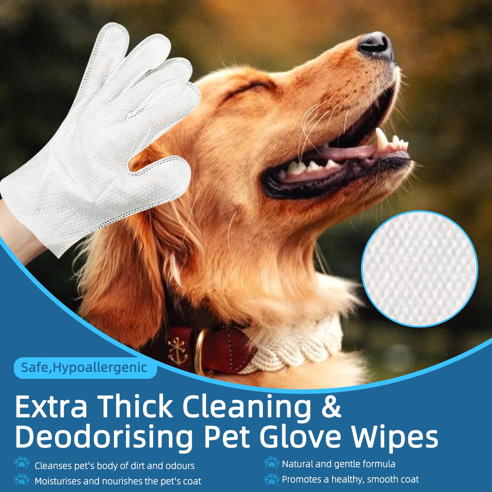 مناديل غسيل الحيوانات الأليفة للكلاب والقطط، قفاز تنظيف وإزالة الروائح الكريهة بدون رائحة، لأذني الجراء والعينين والأرداف والكفوف، مناديل استحمام سميكة لتهدئة وتغذية الفراء للعناية والسفر، 6 قطع