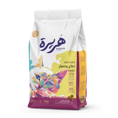 هريرة طعام قطط جاف للقطط البالغة بنكهة الدجاج والخضار 1.5 kg