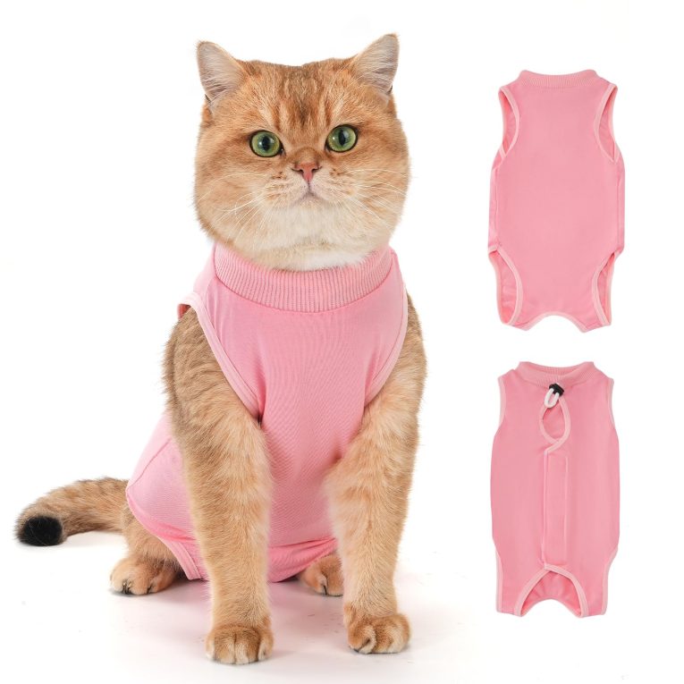 افونت بدلة تعافي القطط من قطعة واحدة جيدة التهوية ومضادة للعق للقطط، بدلة واقية بعد العمليات الجراحية، بديل مريح للياقة الالكترونية - اخضر (S)