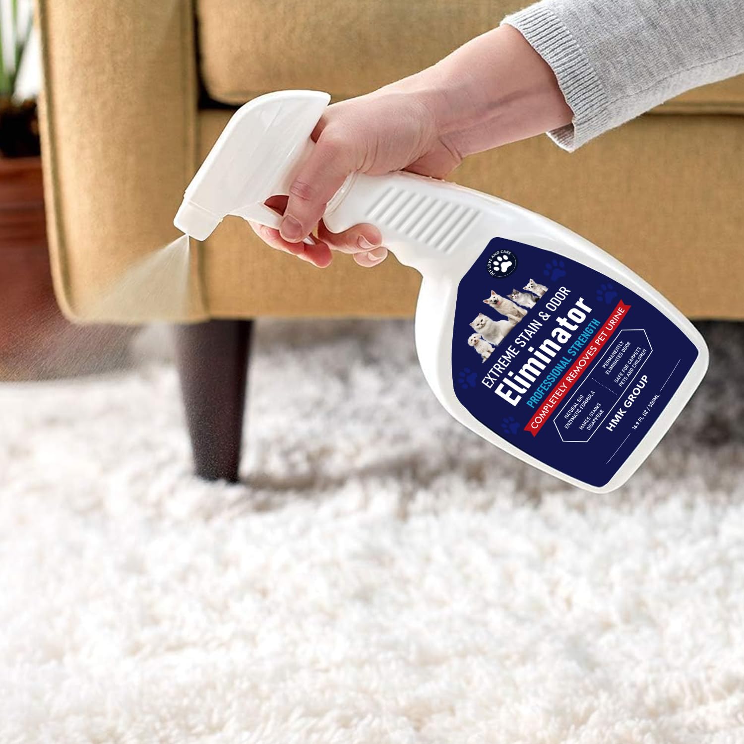 بخاخ مزيل للبقع والروائح الكريهة، بخاخ احترافي قوي لازالة الروائح الكريهة للحيوانات الاليفة - تركيبة انزيمية للبقع والروائح الصعبة للقطط والكلاب والبراز ومنظف البقع ومزيل البول