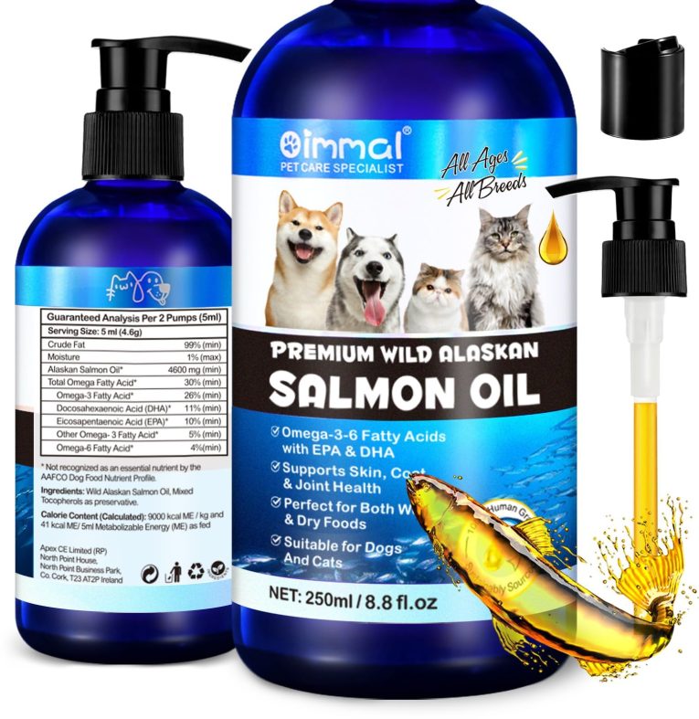 زيت سمك السلمون للكلاب والقطط المشبع بالأوميجا 3